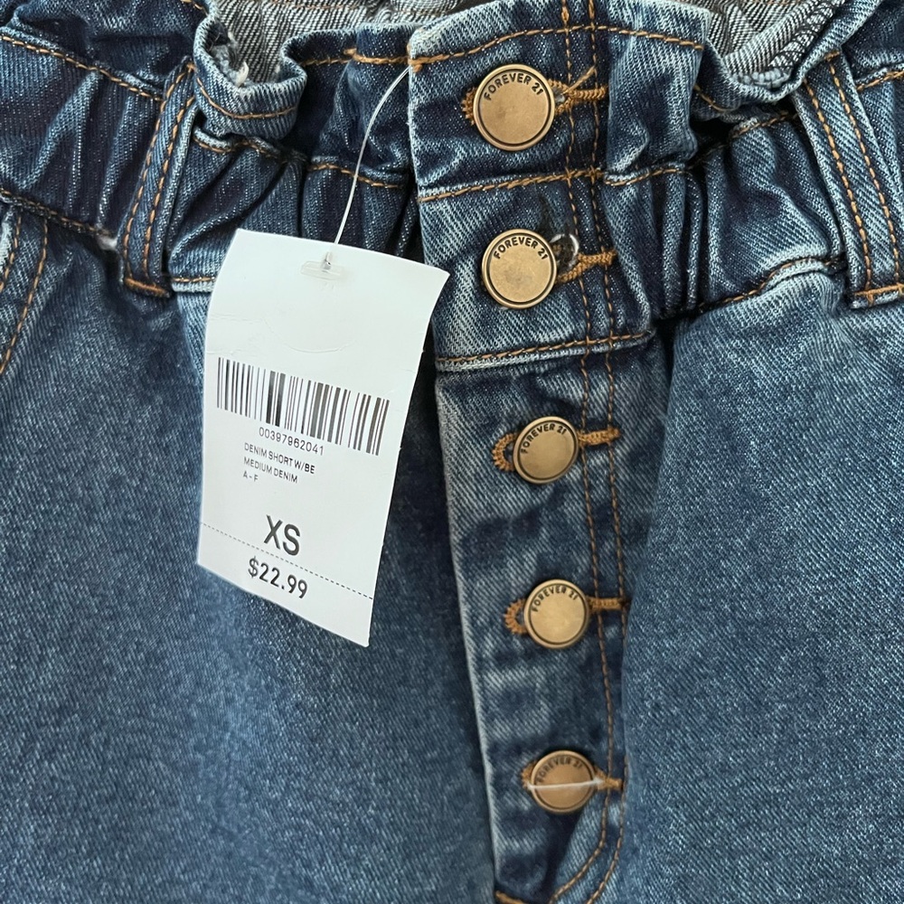 Forever 21 High Waist Blue Denim Shorts - Picture 2 of 5